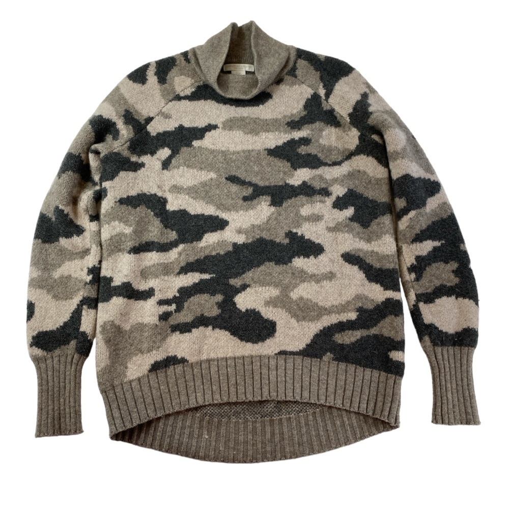 Christian Siriano Women’s NY Camo‎ Sweater Merino Wool Blend Mock Neck Size S